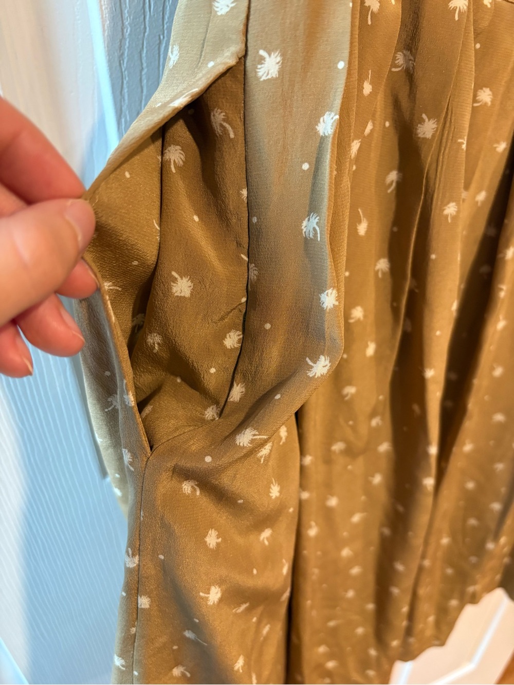 Club Monaco 100% Silk Palm Print Open Back Fit & Flare Dress Size 6 Resort Chic - Picture 7 of 10
